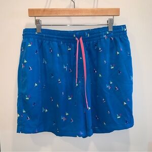 Chubbies Blue Jersey Sailboat Board Swim Trunks XL 5.5 inch inseam